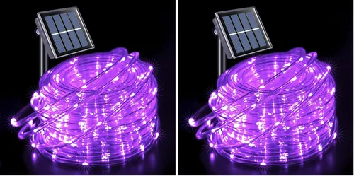Vista 18 de JMEXSUSS 2 * 200 luces LED rosas solares tipo cuerda, 66 pies IP65 impermeables, luces solares de cadena para exteriores, 8 modos de luces navideñas