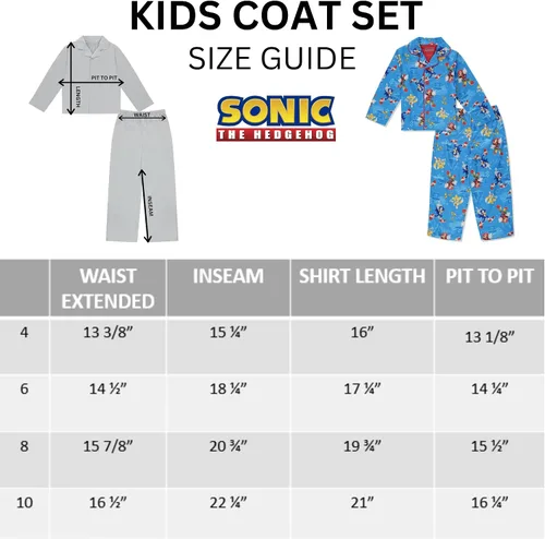 Vista 7 de Sonic The Hedgehog Conjunto de pijama para niño, 2 piezas, abrigo de franela para niños, pijamas a juego con botones, pijamas familiares de Navidad