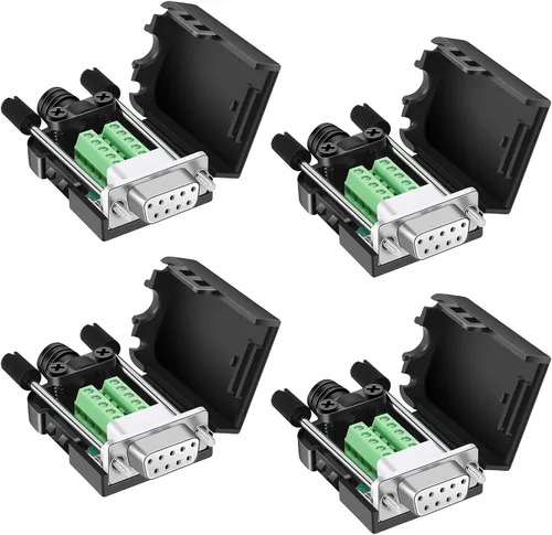 Vista 10 de DB9 Conector sin soldadura (2 machos+2 hembras), DB9 conector de ruptura RS232 D-SUB serie a terminal de puerto de 9 pines con estuche