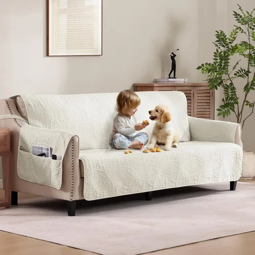 Vista 34 de Fundas acolchadas beige para sillas reclinables, impermeables, fundas para sillas reclinables para niños perezosos, fundas reclinables que admiten