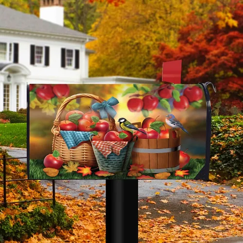 Vista 3 de Briarwood Lane Cubierta para buzón de otoño para cesta de manzana