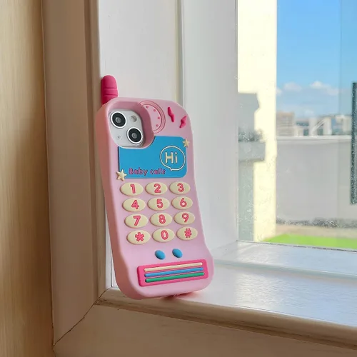 Vista 2 de Funda de silicona suave compatible con iPhone 11, lindas fundas de teléfono divertidas de dibujos animados 3D en rosa retro clásico para mujeres