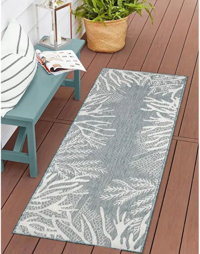 Vista 36 de Liora Manne Carmel - Alfombra decorativa de mezcla sintética para interiores y exteriores, de bajo perfil, contemporánea, decoración de peces Agua
