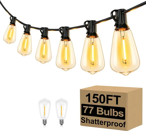 Vista 15 de 50FT Outdoor String Lights 27 Bulbs, Waterproof Patio Lights (Pack of 2)