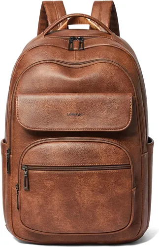 Vista 12 de Leresas Mochila de 37L para mujeres y hombres, bolsa de profesor, mochila de viaje de trabajo, mochila de cuero vegano para computadora portátil