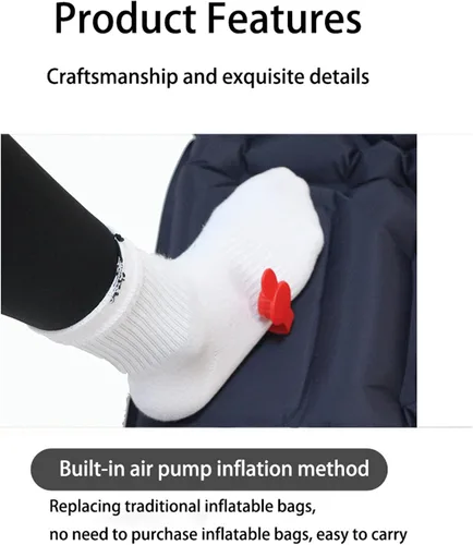Vista 8 de Colchoneta de dormir para campamento: colchoneta inflable ultraligera con bomba de pie y almohada integradas, colchón de aire compacto mejorado