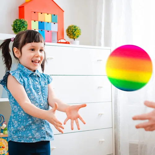 Vista 7 de Juego de 4 bolas de juego arcoíris de 8.5 pulgadas Kickballs con bomba de mano para niños y adultos, juegos de patio escolar para interiores