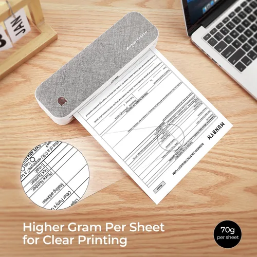 Vista 2 de MUNBYN Papel térmico A4, 2 rollos, 27 hojas/rollo de papel térmico para documentos, tareas, imágenes (8.27 pulgadas de ancho), compatible
