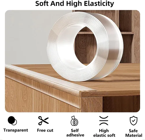 Vista 4 de Protector de borde a prueba de bebés para niños, tira protectora de borde transparente, protectores de esquina de seguridad, a prueba de niños