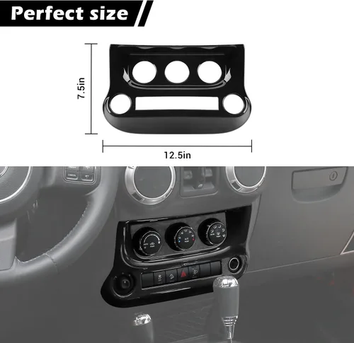 Vista 5 de RT-TCZ Para Jeep JK Negro Dash Console A/C Controles Cubierta Trim Panel para Jeep Wrangler JK JKU 2011-2017 ABS Interior Accesorios 1pc