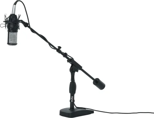 Vista 18 de Gator Frameworks - Soporte de micrófono de base corta y pesada con brazo telescópico y contrapeso de 2.5 libras, ideal para escritorio, grabación