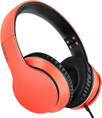 Vista 12 de LORELEI X6 Auriculares Over-Ear con Micrófono, Ligeros Plegables y Portátiles con Graves Estéreo con Cable de 1.45M Sin Enredos para Smartphone