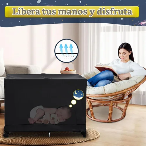 Vista 7 de South to East Pack N Play - Funda opaca para cuna de viaje, funda transpirable para empacar y jugar, bloquea el 90% de la luz con un flujo de aire