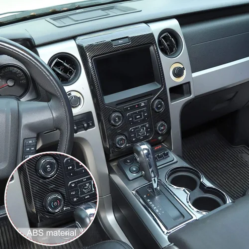 Vista 5 de JeCar Panel de tablero central ABS Interior Trim Kit para Ford F150 Raptor 2013 2014, textura de fibra de carbono
