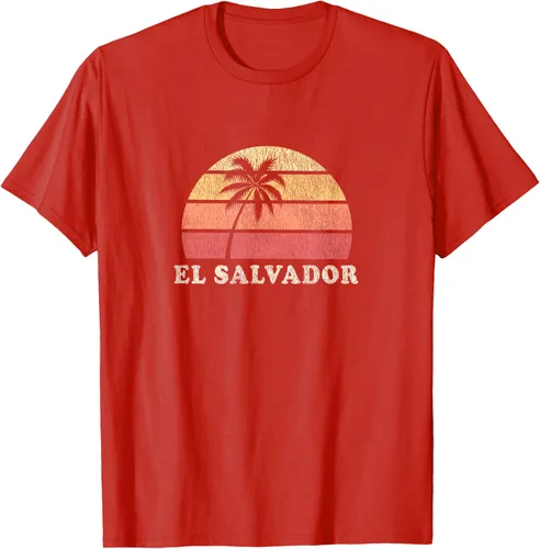 Vista 76 de El Salvador Vintage 70s Retro Throwback Design Camiseta, Azul