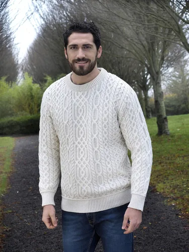 Vista 2 de Aran Crafts - Suéter de punto para hombre (100% lana de merino supersuave)