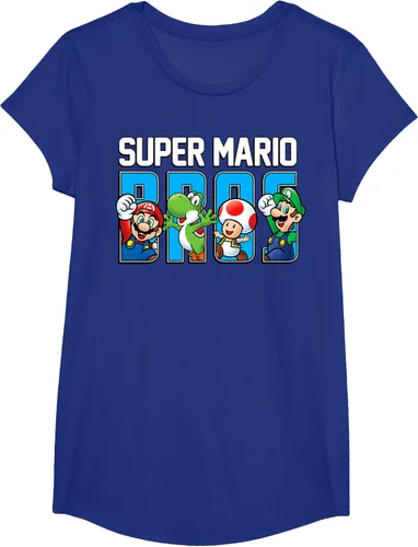 Vista 26 de Super Mario Bros Characters Letter Fill Graphic T-Shirt Camiseta, Negro