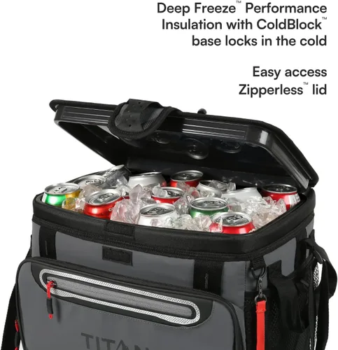 Vista 2 de Titan by Arctic Zone Deep Freeze Cooler - Zipperless Hardbody Cooler - Deep Freeze Insulation, HardBody Liner, and SmartShelf Gris Piel de Tiburón