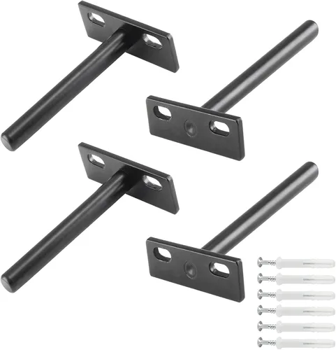 Vista 10 de Luomorgo 4 soportes de estante flotantes de 3 pulgadas, soporte de estante negro resistente, soporte de estante ciego oculto, soportes de estante