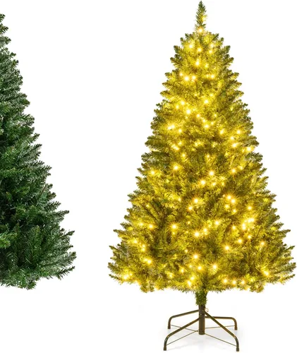 Vista 18 de DREAMADE Árbol de Navidad blanco de 6 pies, árbol de Navidad artificial de abeto sin iluminación con 650 ramas completas y base de metal plegable