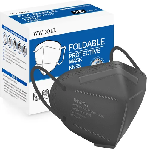Vista 9 de WWDOLL KN95 Face Mask 25 Pack, 5-Layers Breathable Disposable KN95 Masks