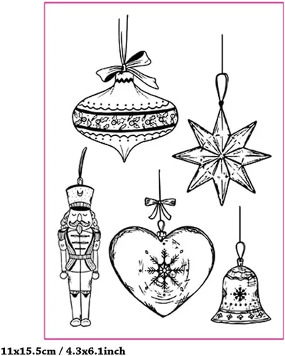 Vista 2 de Bolas de Navidad transparentes para hacer tarjetas de Navidad o diarios, adornos decorativos de Navidad con estrellas colgantes, sellos de silicona