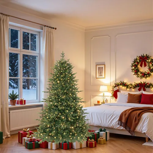Vista 7 de SHareconn Árbol de Navidad artificial preiluminado de 4 pies con luces de Árbol preiluminado con 17 modos de luz, blanco cálido y luces