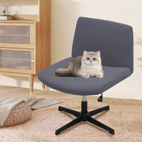 Vista 17 de MINGPINHUIUS Funda para silla ajustable sin brazos: moderna sin brazos, funda para silla de tocador con tiras cruzadas, fundas protectoras