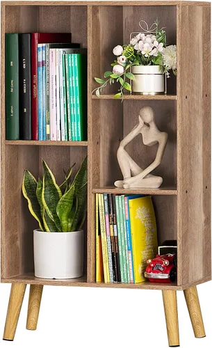 Vista 74 de LEYAOYAO Estantería de 5 cubos de 3 niveles con patas, estante negro menta para libros para niños, bonito organizador de almacenamiento, estantes