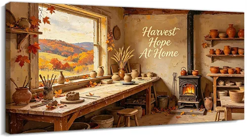 Vista 23 de TIMUBA Lienzo decorativo de pared de otoño de lago, citas de otoño Decoración de pared de otoño-01