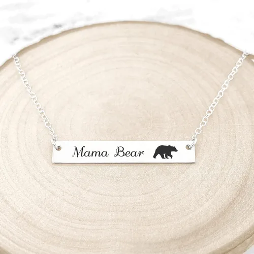 Vista 2 de Collar de mamá oso - Collar de barra con diseño de oso mamá