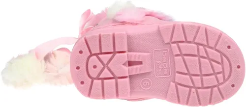 Vista 7 de bebe Girls Big Kid Mid Calf Easy Pull-On Microsuede Winter Boots Embellished With Fur Trim And Rhinestone Eyelet