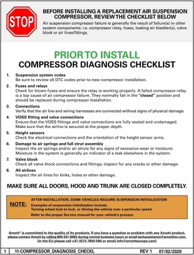 Vista 6 de Arnott Compresor de suspensión neumática - Clase R 06-13 (W251) W/nivelación de 4 esquinas