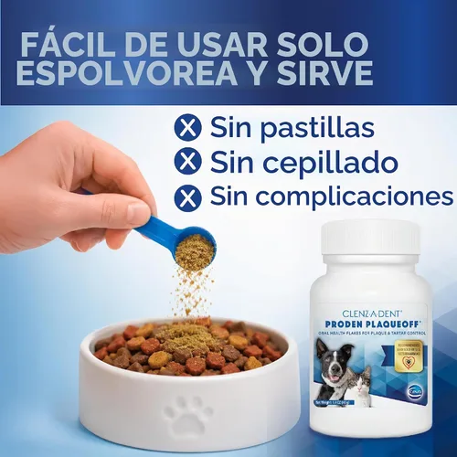 Vista 5 de Clenz-A-Dent ProDen PlaqueOff - Copos de salud bucal para perros y gatos, aceptados por VOHC, apoya el control de placa y sarro, refresca