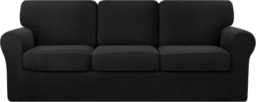 Vista 97 de CHUN YI Fundas para sofá de 7 piezas, lavables, fundas elásticas para sofá de 3 cojines con respaldo y fundas de cojín separados, protector