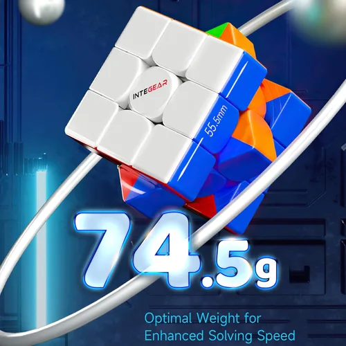 Vista 4 de INTEGEAR Cubo magnético de velocidad de tamaño completo de 56mm, sin calcomanías, 3x3, fácil de girar y suave, duradero, rompecabezas de juguete