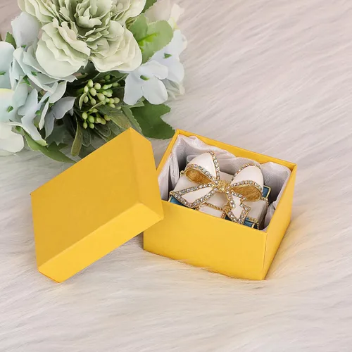 Vista 6 de ELLDOO Mini caja de baratijas, caja de regalo con nudo de lazo, caja de recuerdo estilo caja de recuerdo vintage de metal esmaltado con bisagras