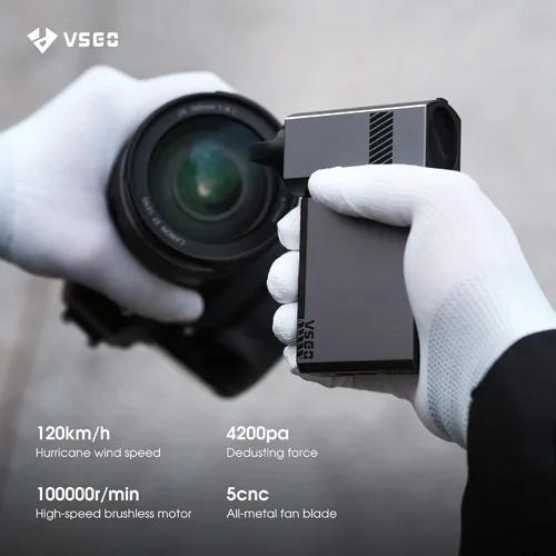 Vista 5 de VSGO Soplador electrónico portátil recargable eléctrico plumero de aire 100000 RPM Palm Turbo Soplador compatible para cámara, lente, teclado