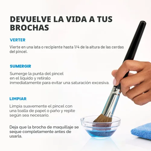 Vista 6 de Cinema Secrets Solución limpiadora de brochas de maquillaje de vainilla azul original, limpiador profesional para brochas de maquillaje, fórmula