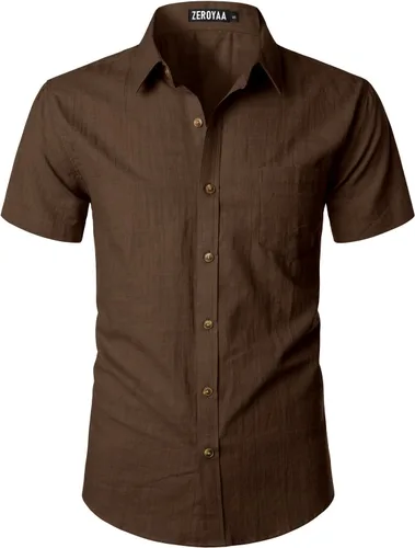 Vista 31 de ZEROYAA Camisas casuales de algodón ligero con botones para hombre aguamarina (Aqua Sky)