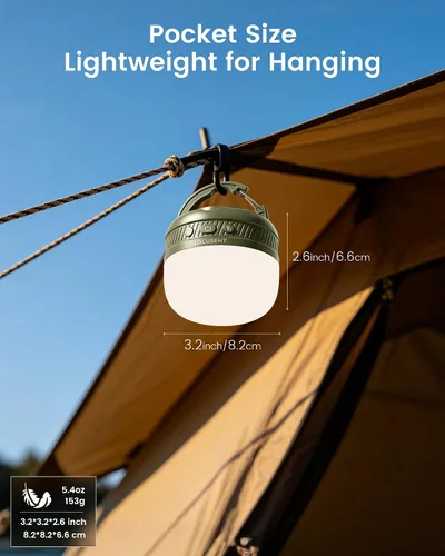 Vista 5 de Glocusent Linterna de camping 400H, linterna recargable de 5000 mAh Verde