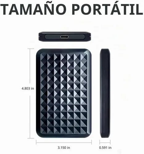 Vista 6 de Disco duro externo portátil ultradelgado de 320 GB USB 3.1 tipo C de 2.5'' HDD, almacenamiento para PC, Mac, portátil, PS4, PS5, Xbox One