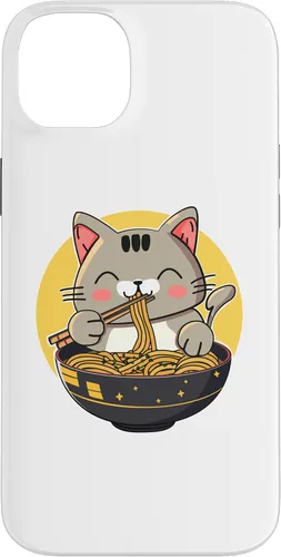 Vista 15 de Funda para iPhone 12/12 Pro Ramen Cat Kawaii Anime Merch Japonés Divertido Neko Noodle Bowl Case