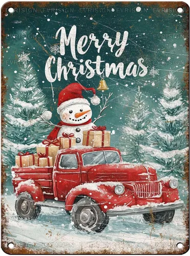 Vista 21 de Letrero de metal con texto en inglés "Just a Girl Who Loves Christmas", póster de hojalata para árbol de Navidad, decoración conmovedora de pared