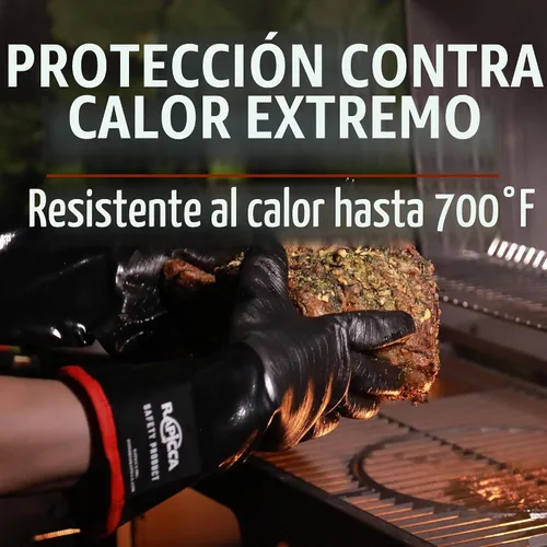 Vista 2 de RAPICCA Guantes para barbacoa de 343°C resistentes al calor: resistentes al aceite, impermeables para ahumado, parrilla, cocina, barbacoa, freír