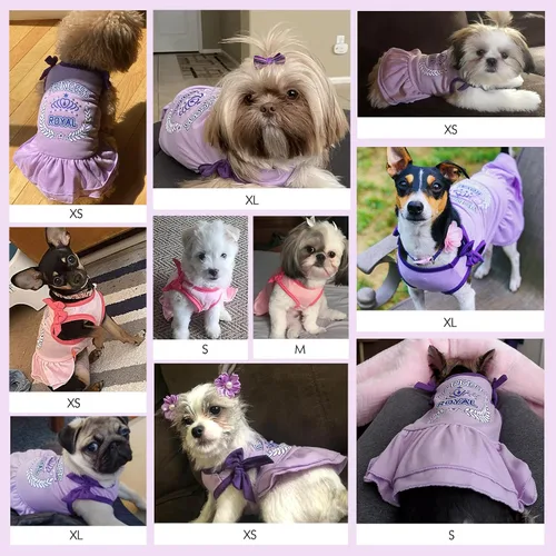 Vista 7 de KYEESE Vestidos para perro, corbata de moño rosa, ropa para mascotas, chaleco Yorkshire, camisa, vestido de verano para perro, princesa, XS