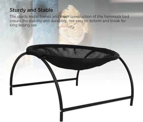 Vista 3 de Cat Hammock Bed for Indoor Cats Elevated Mesh Design for Cool & Breathable Sleep Stable Metal Frame Supports 25 lbs Easy Assembly & Washable