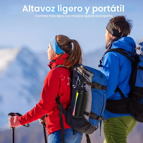 Vista 5 de Altavoz Bluetooth portátil, altavoz inalámbrico 2026 con sonido estéreo HD Negro claro