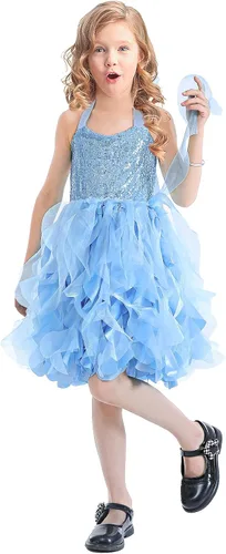 Vista 9 de Vestido tutú para niñas, vestido de tul con lentejuelas, vestido de princesa para niñas pequeñas, disfraz de fiesta de cumpleaños brillante
