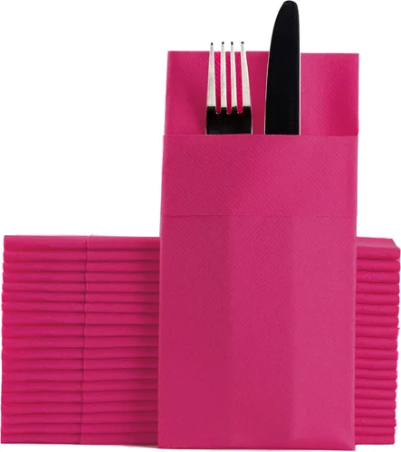 Vista 9 de Servilletas de papel desechables azul bebé con bolsillo incorporado para cubiertos, servilletas de tacto de lino absorbentes para cocina, baño